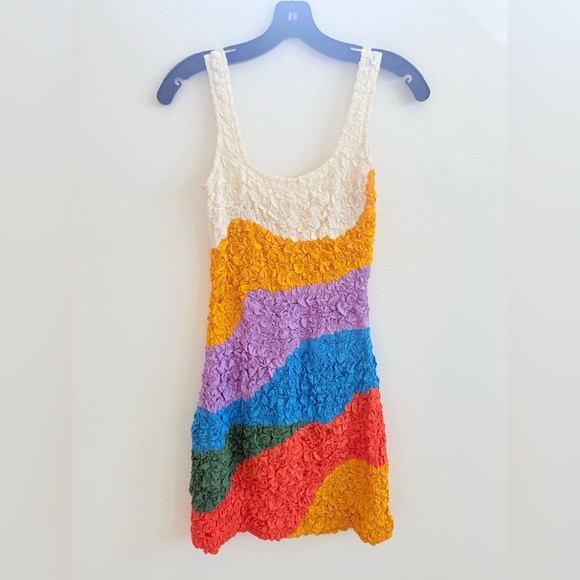 Mara Hoffman multicolor colorblock sleeveless Laura popcorn mini dress XS Rare - Picture 8 of 11